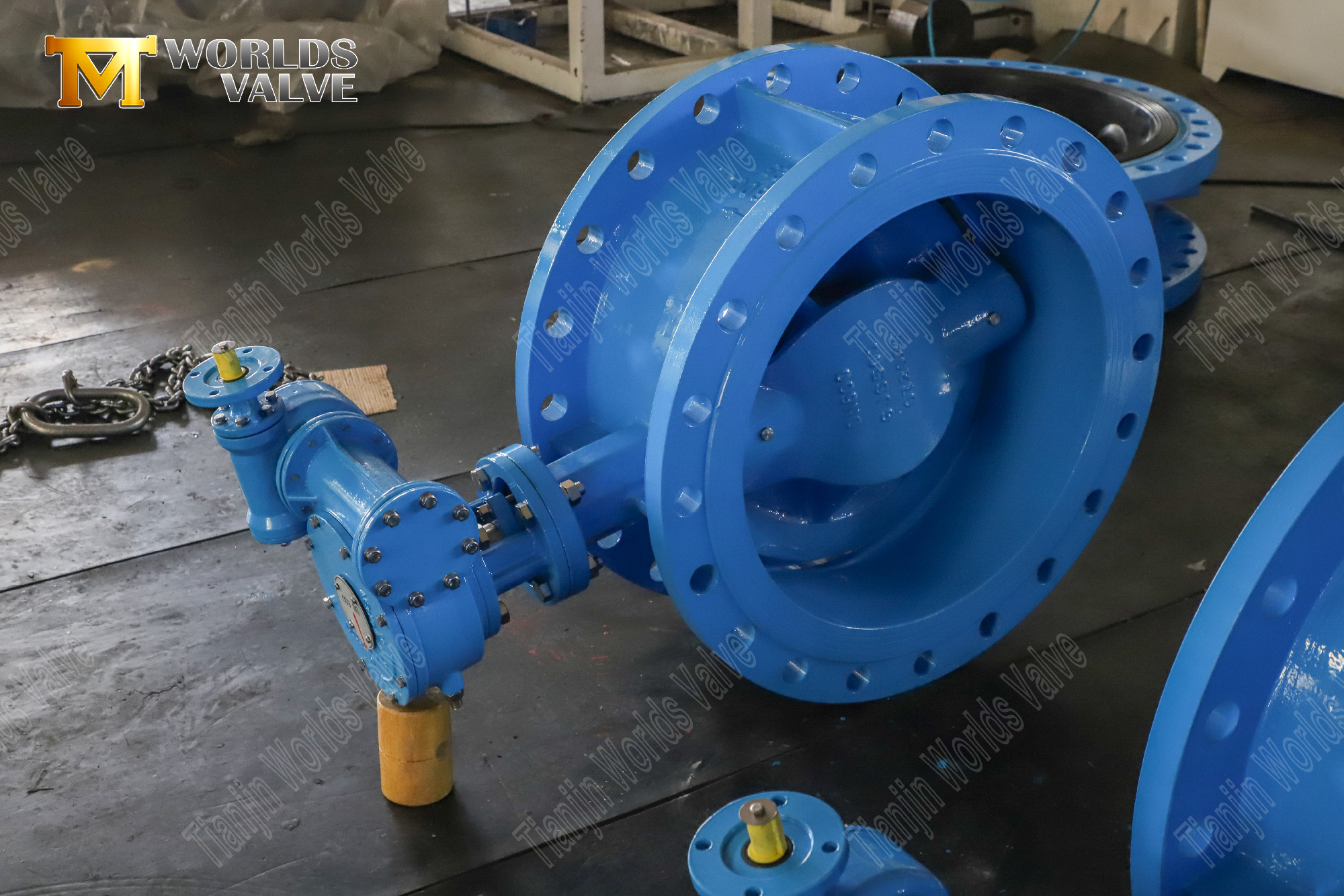 Valve papillon PN25 &agrave; double d&eacute;calage avec brides doubles et op&eacute;rateur d'engrenages-3 (3)