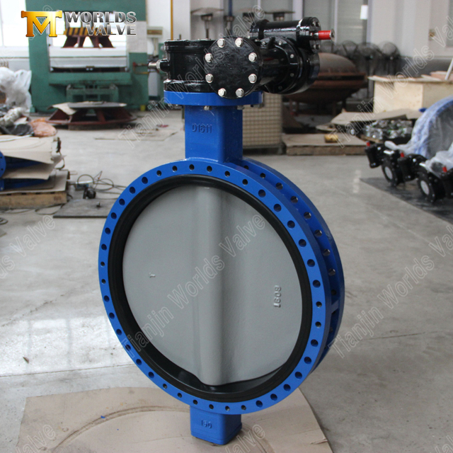 Vanne papillon à bride de type U actionnée par engrenages avec disque enduit de nylon