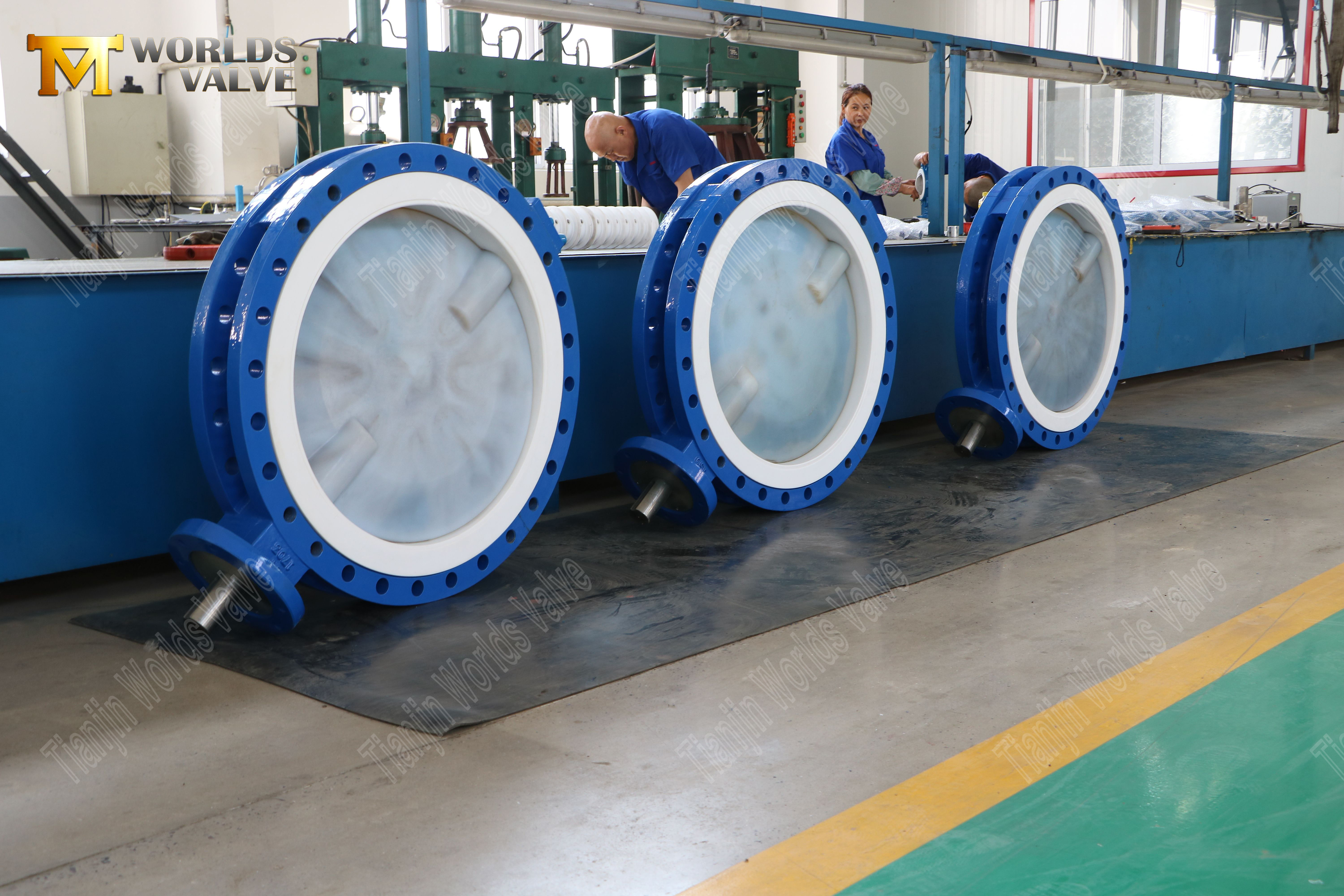 Vanne papillon PFA pour service chimique 150LB, si&egrave;ge PTFE, actionn&eacute;e par engrenage (7)