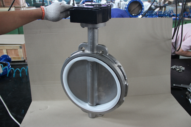 Vanne papillon de gaufrette de siège de PTFE de corps d'acier inoxydable CF8M SS316