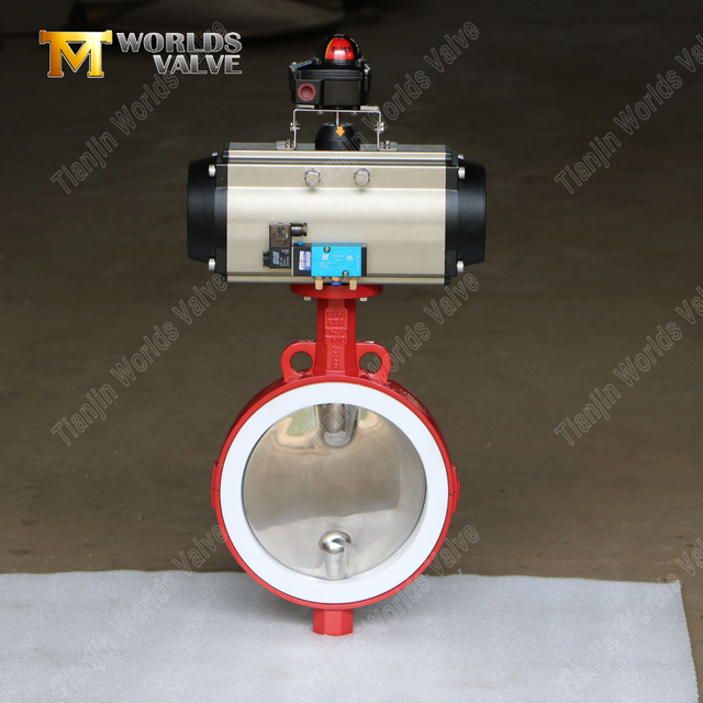 Vanne papillon à gaufrette à siège en PTFE à corps divisé avec disque CF8M