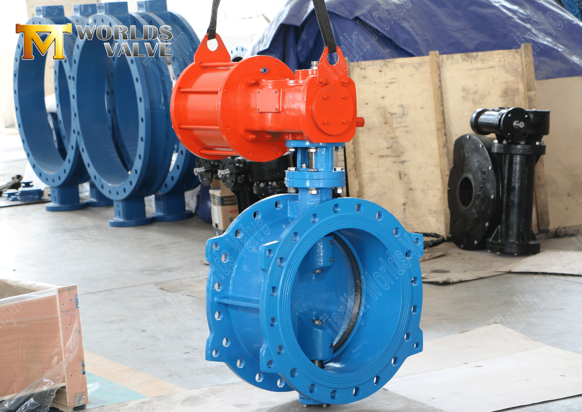 1-ECCENTRIC-DOUBLE-FLANGE-BUTTERFLY-VALVE-FACE-TO-FACE-EN558-Series-14-With-p&eacute;numatic
