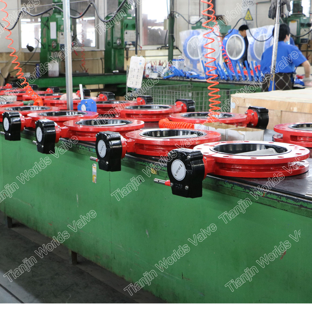 Concentric Line Vulcanisé Siège Condé Butterfly Valve FBE Double Bride U Section U