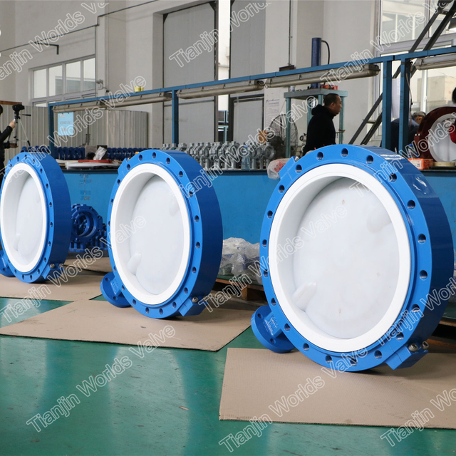 Grande taille PFA Disc Disc Butterfly Valve Split Corps