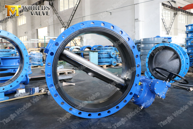 Vannes papillon à double bride de l'eau de grande taille avec l'opérateur de boîte de vitesses