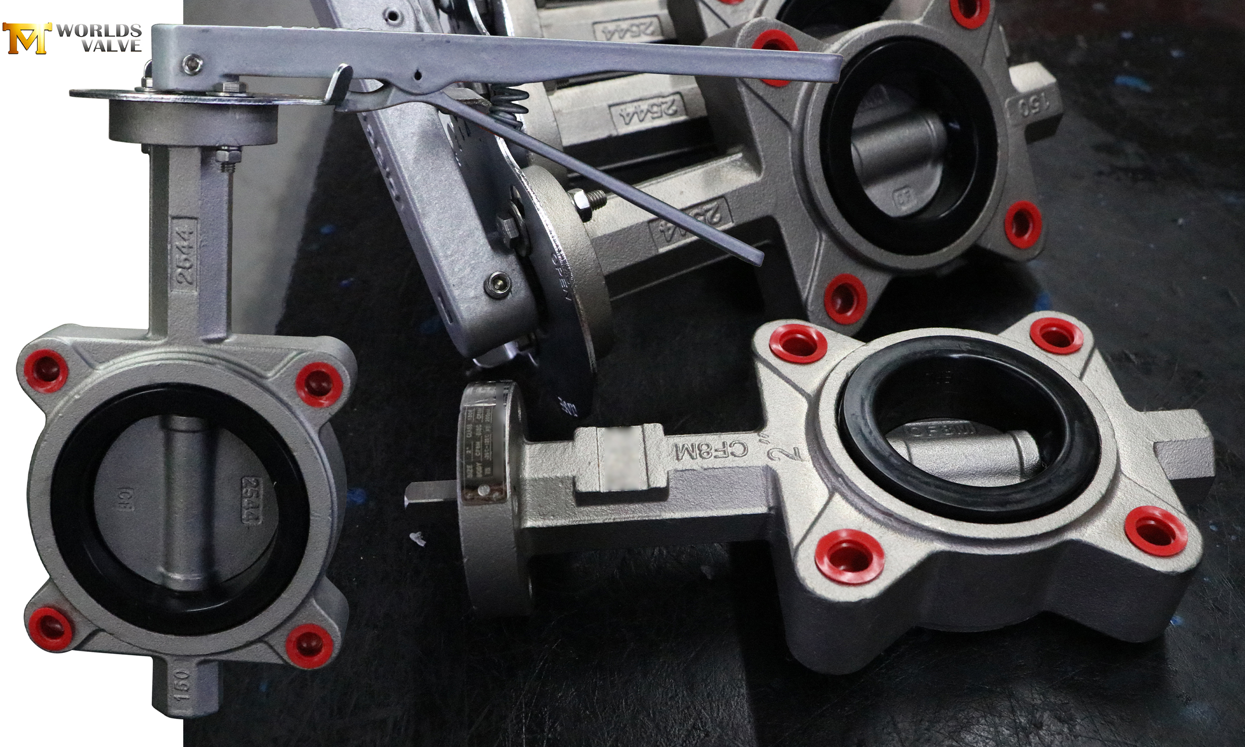 Valve papillon à lug en acier inoxydable complet avec levier à main: résistance à la corrosion supérieure