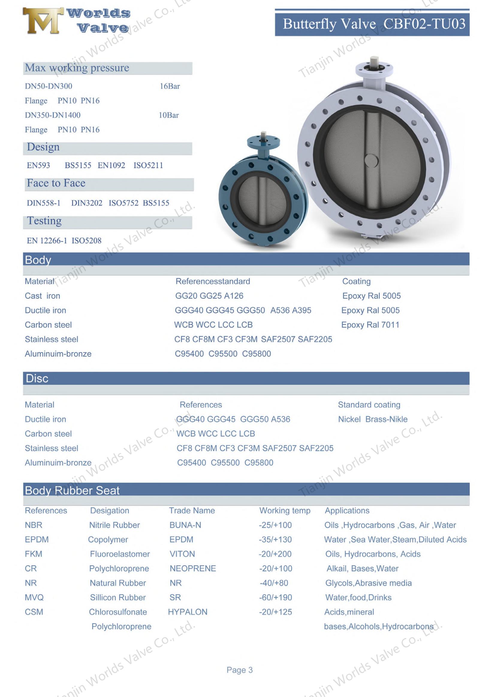 Vannes de papillon en forme de U avec standard AWWA C504 (1)