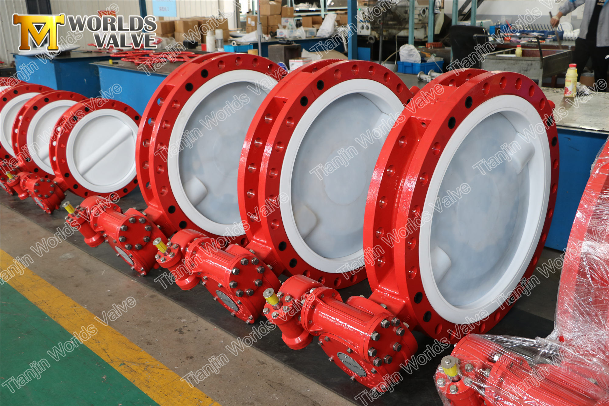 2 Vanne &agrave; papillon &agrave; double bride rev&ecirc;tu de PFA