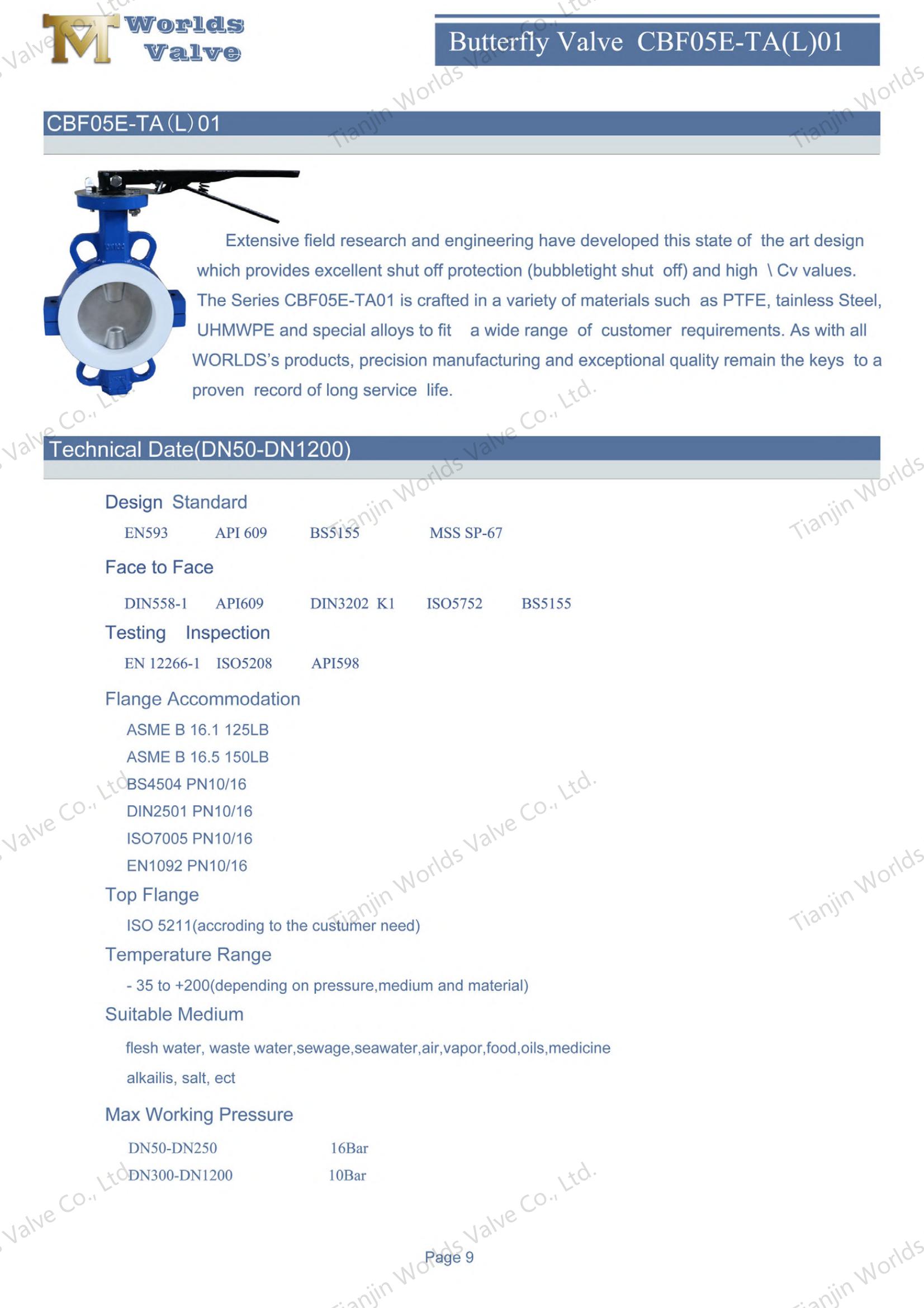 CBF05E-TL01BUTTERFLY VALVE Fabricants - Ptfe doubl&eacute; et tapiss&eacute; de papillon 1 (2)