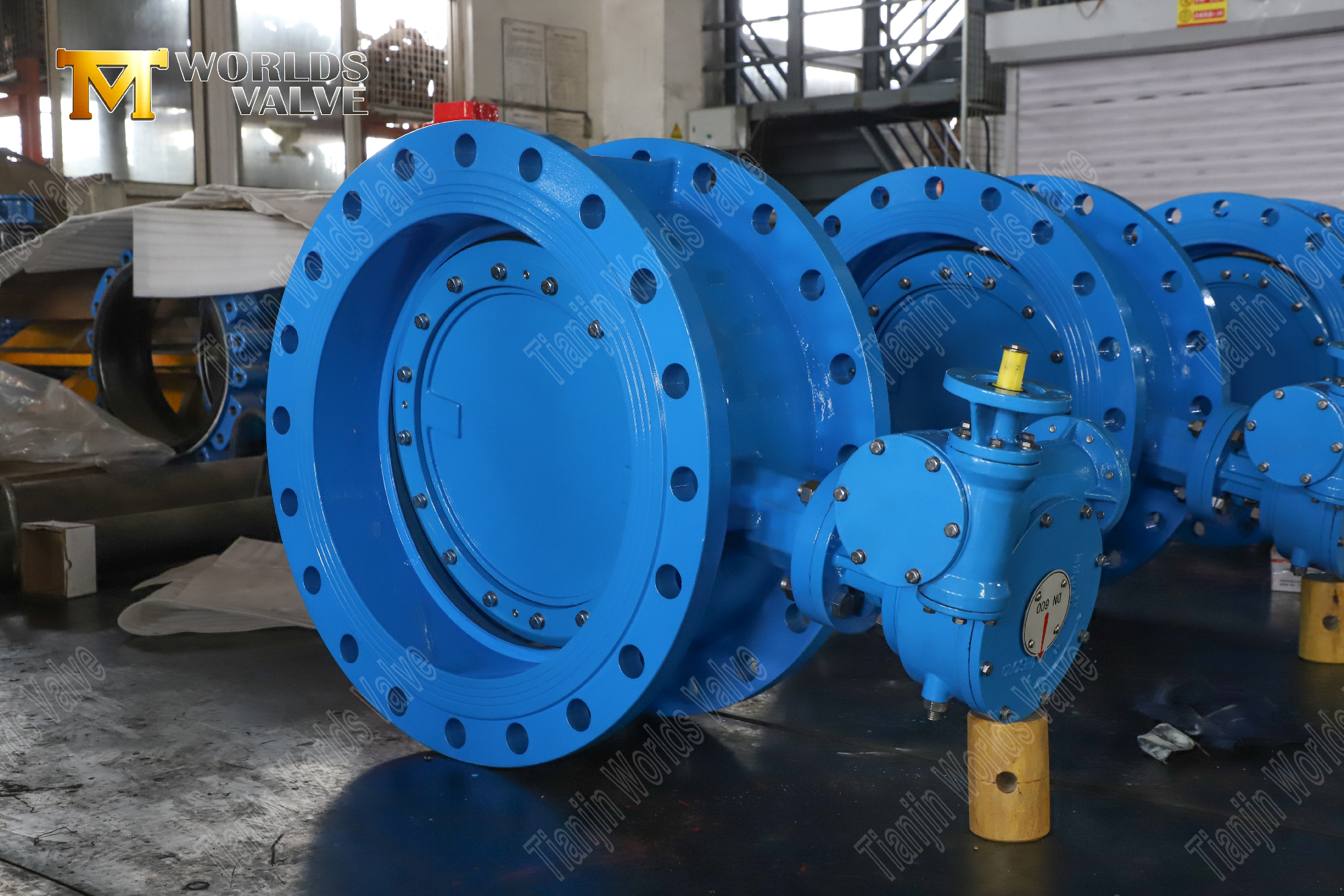 Valve papillon PN25 &agrave; double d&eacute;calage avec brides doubles et op&eacute;rateur d'engrenage-3 (1)