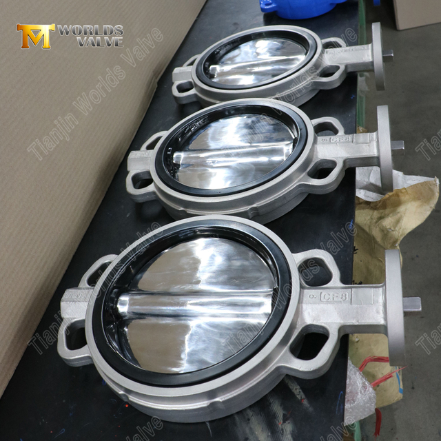 Vanne papillon à plaquette SS à siège arrière rigide avec disque de polissage | Solution haute température à siège métallique