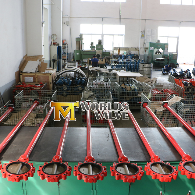 Vanne papillon de type tige longue et taraudée avec doublure en caoutchouc